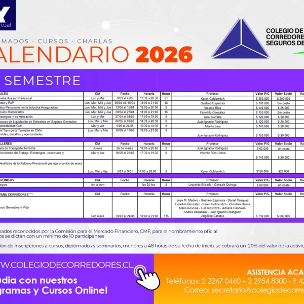 Calendario de Charlas y Cursos 2026